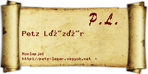 Petz Lázár névjegykártya